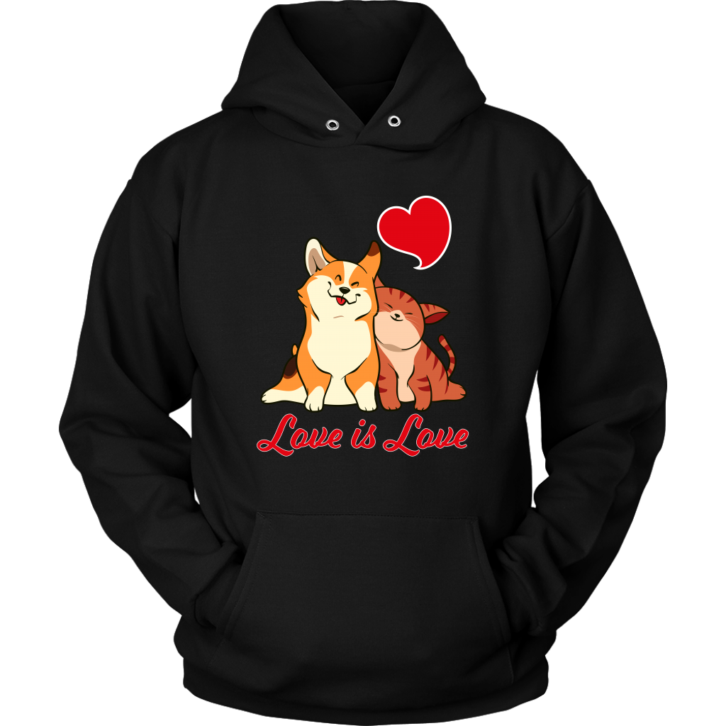 Our "Love is Love" hoodie in black. 