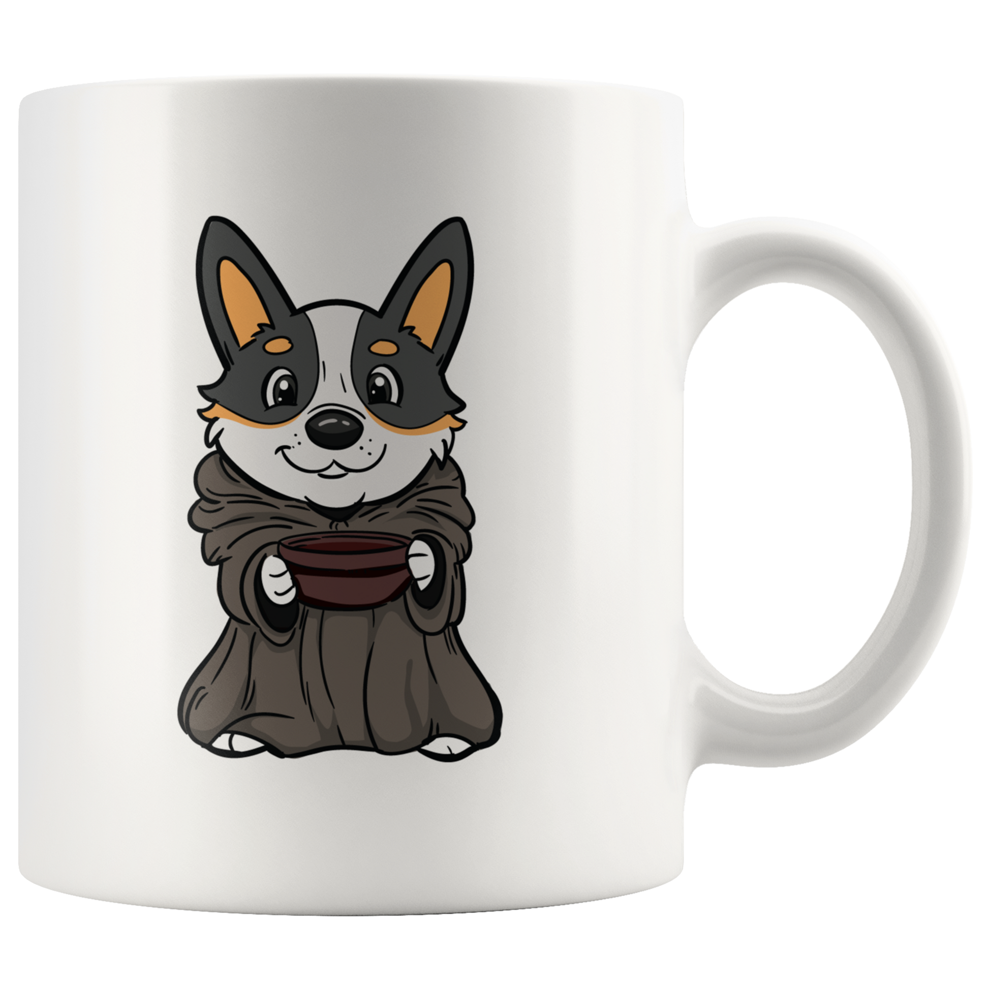 Cute corgi dressed as baby yoda - white mug