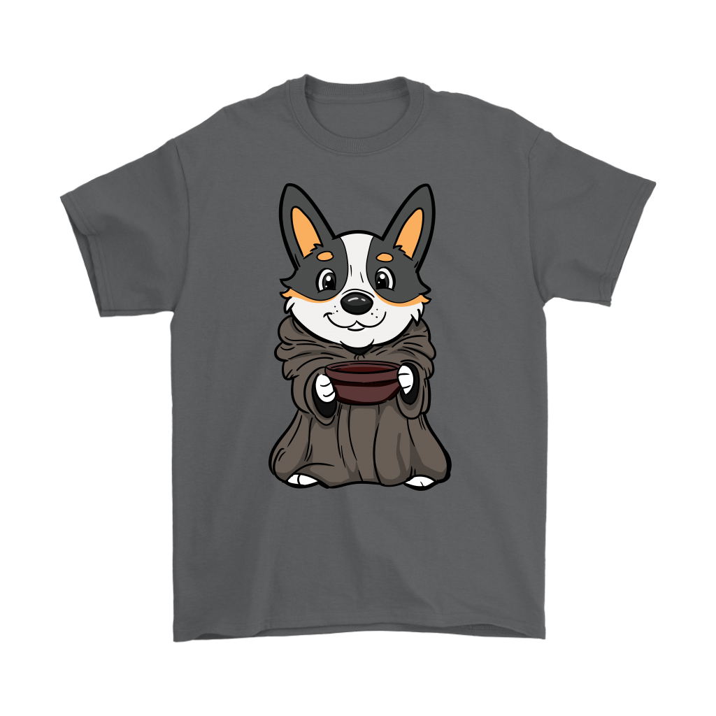 Cute corgi dressed as baby yoda - grey shirt