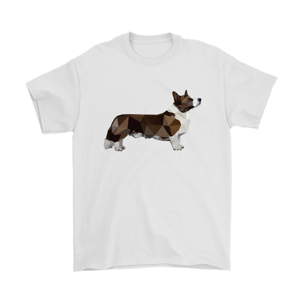 Polygonal cardigan corgi shirt, in white.