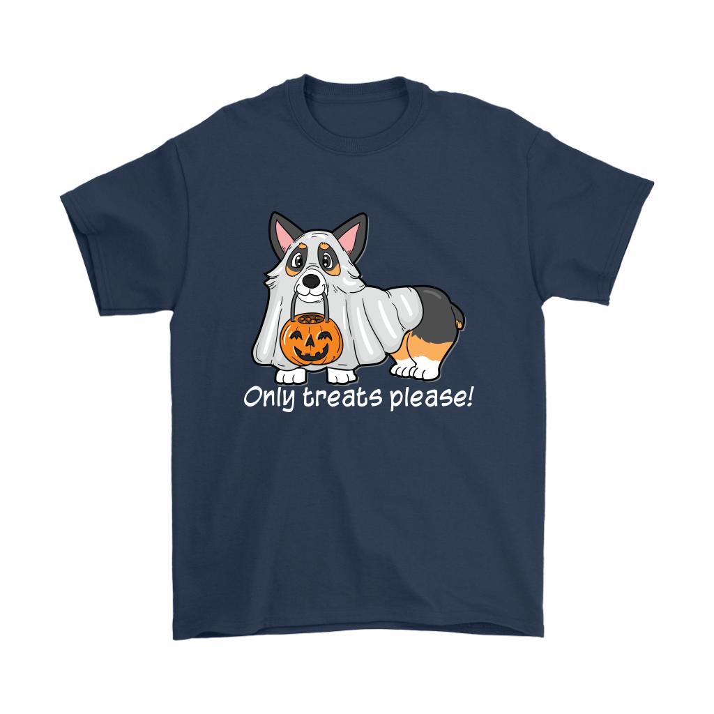 Ghost Tricolor Halloween Tee in navy.