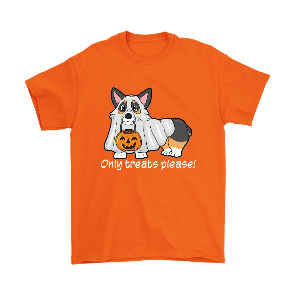 Ghost Tricolor Halloween Tee in orange.