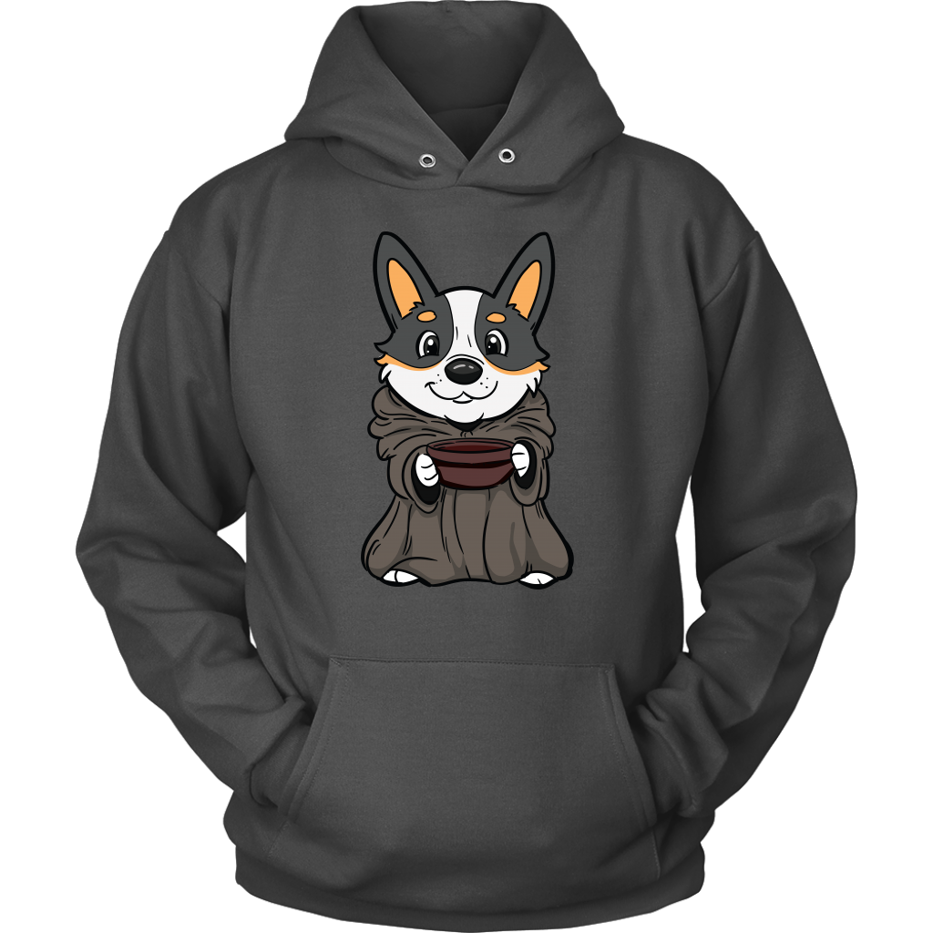 Cute corgi dressed as baby yoda - grey hoodie