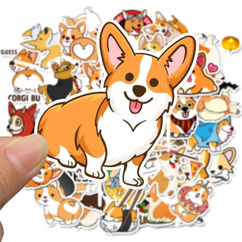 Blind box sticker set, example picture of a fawn corgi